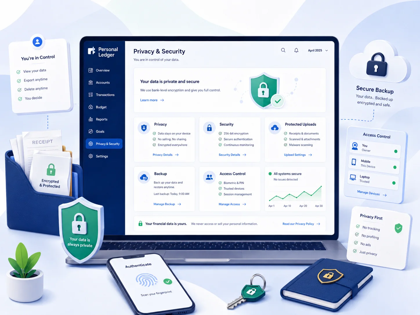 Personal Ledger privacy and security concept illustration